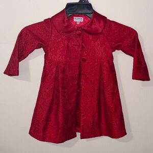 Blueberi Boulevard Red Lace Pea Coat for Girls